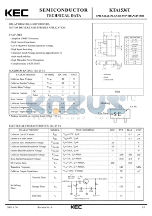 KTA1536T datasheet - EPITAXIAL PLANAR PNP TRANSISTOR