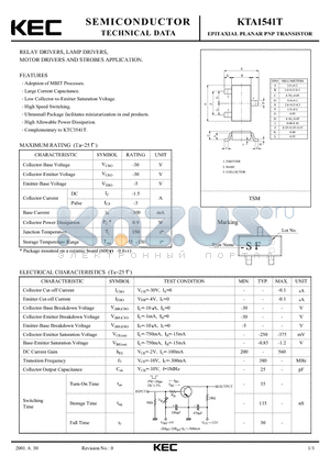 KTA1541T datasheet - EPITAXIAL PLANAR PNP TRANSISTOR