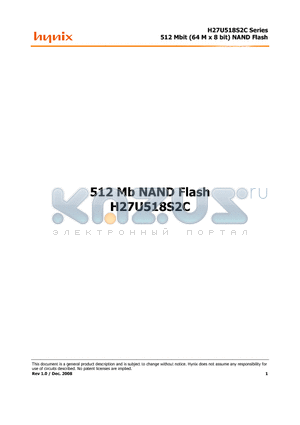 H27U518S2CTR-BC datasheet - 512 Mb NAND Flash