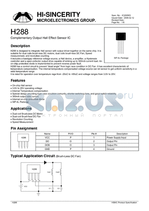 H288 datasheet - 3.0V to 20V operating voltage