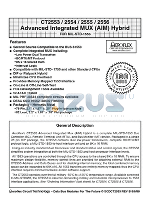 CT2555-FP datasheet - CT2553 / 2554 / 2555 / 2556 Advanced Integrated MUX (AIM) Hybrid FOR MIL-STD-1553