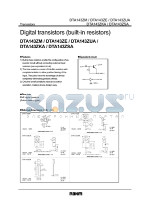 DTA143ZSA datasheet - Digital transistors (built-in resistors)