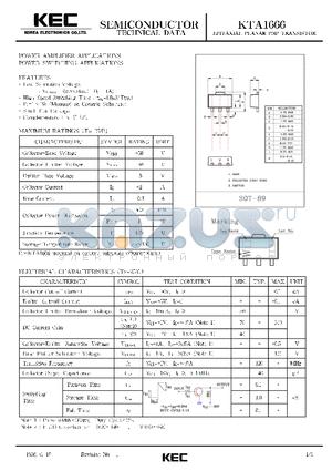 KTA1666 datasheet - EPITAXIAL PLANAR PNP TRANSISTOR (POWER AMPLIFIER, POWER SWITCHING)