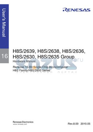 H2630 datasheet - Renesas 16-Bit Single-Chip Microcomputer H8S Family/H8S/2600 Series