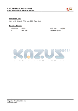 IC41LV16100A-50K datasheet - 1M x 16 (16-MBIT) DYNAMIC RAM WITH EDO PAGE MODE