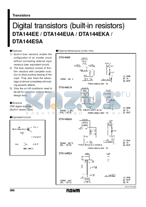 DTA144EKA datasheet - Digital transistors (built-in resistors)