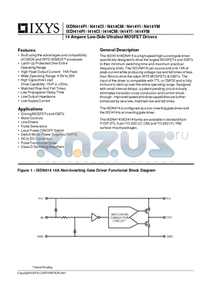 IXDI414PI datasheet - 14 Ampere Low-Side Ultrafast MOSFET Drivers