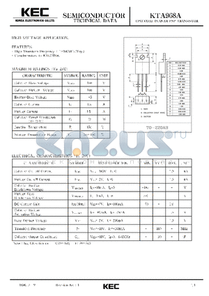 KTA968A datasheet - EPITAXIAL PLANAR PNP TRANSISTOR (HIGH VOLTAGE)