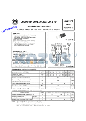 H30D30PT datasheet - HIGH EFFICIENCY RECTIFIER