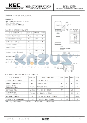 KTB1260 datasheet - EPITAXIAL PLANAR PNP TRANSISTOR (GENERAL PURPOSE)