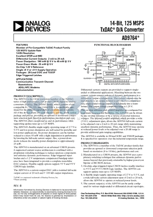 AD9764-EB datasheet - 14-Bit, 125 MSPS TxDAC D/A Converter