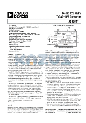 AD9764AR datasheet - 14-Bit, 125 MSPS TxDAC D/A Converter
