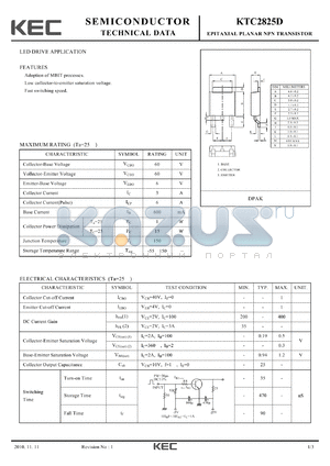 KTC2825D datasheet - EPITAXIAL PLANAR NPN TRANSISTOR