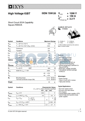 IXDN75N120 datasheet - High Voltage IGBT