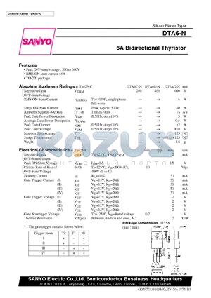 DTA6-N datasheet - 6A Bidirectional Thyristor