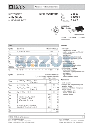 IXER35N120D1 datasheet - NPT3 IGBT with Diode