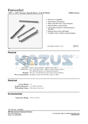 62B64-1001ED datasheet - 100  100 Version, Type B (Rows A & B Filled)