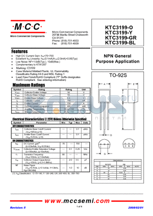 KTC3199-O datasheet - NPN General Purpose Application