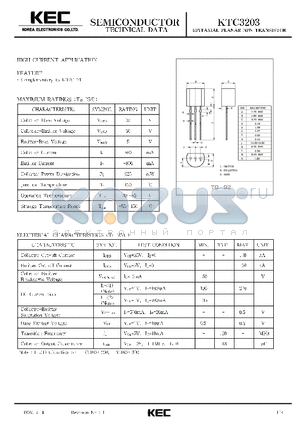 KTC3203 datasheet - EPITAXIAL PLANAR NPN TRANSISTOR (HIGH CURRENT)