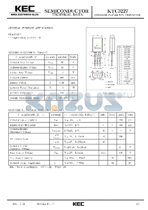 KTC3227 datasheet - EPITAXIAL PLANAR NPN TRANSISTOR (GENERAL PURPOSE)