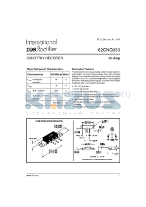 62CNQ030 datasheet - SCHOTTKY RECTIFIER