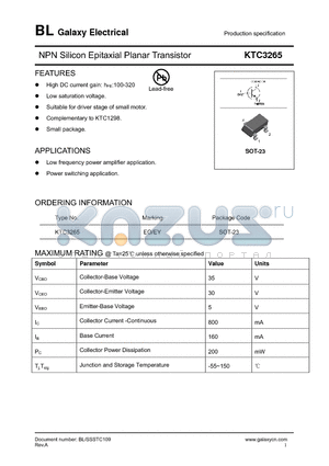 KTC3265 datasheet - NPN Silicon Epitaxial Planar Transistor