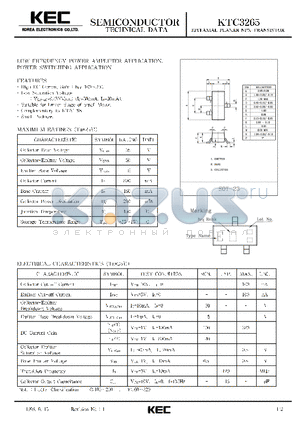 KTC3265 datasheet - EPITAXIAL PLANAR NPN TRANSISTOR (LOW FREQUENCY POWER AMPLIFIER,POWER SWITCHING)