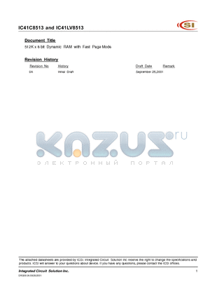 IC41LV8513-50K datasheet - 512K x 8 bit Dynamic RAM with Fast Page Mode