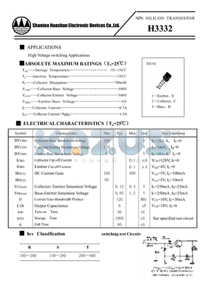 H3332 datasheet - NPN SILICON TRANSISTOR