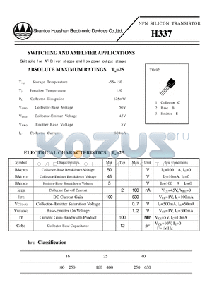 H337 datasheet - NPN SILICON TRANSISTOR