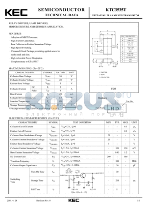 KTC3535T datasheet - RELAY DRIVERS, LAMP DRIVERS, MOTOR DRIVERS AND STROBES APPLICATION
