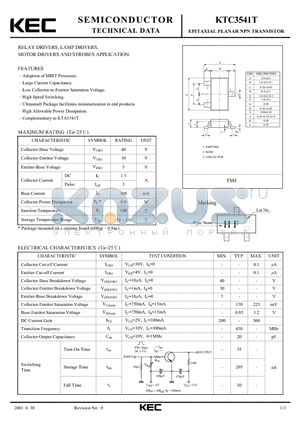 KTC3541T datasheet - EPITAXIAL PLANAR NPN TRANSISTOR