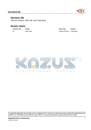 IC41SV4105-100T datasheet - 1Mx4 bit Dynamic RAM with Fast Page Mode