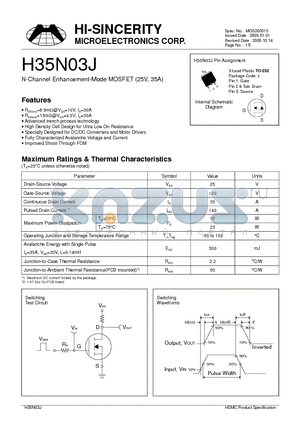 H35N03J datasheet - N-Channel Enhancement-Mode MOSFET (25V, 35A)