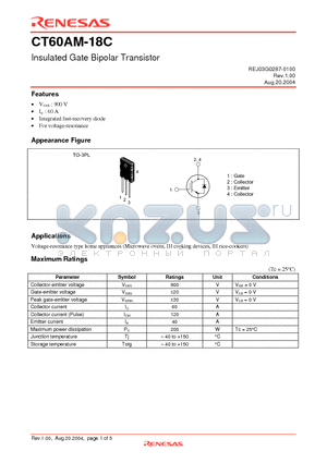 CT60AM-18C-AD datasheet - Insulated Gate Bipolar Transistor