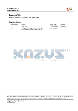 IC41SV44052-100J datasheet - 4Mx4 bit Dynamic RAM with Fast Page Mode