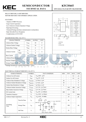 KTC3544T datasheet - EPITAXIAL PLANAR NPN TRANSISTOR