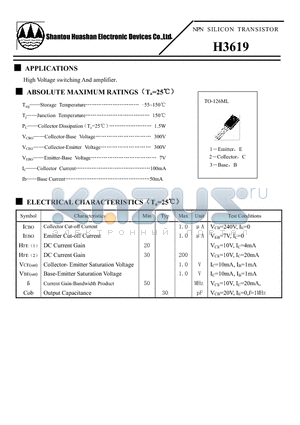 H3619 datasheet - NPN SILICON TRANSISTOR