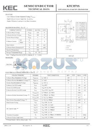 KTC3571S datasheet - EPITAXIAL PLANAR NPN TRANSISTOR