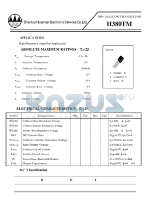 H380TM datasheet - NPN SILICON TRANSISTOR