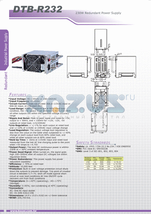 DTB-R232 datasheet - 230W Redundant Power Supply