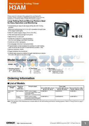 H3AM-NSR-A datasheet - Mechatronic Analog Timer