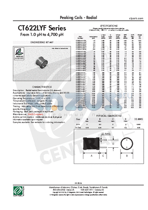 CT622LYF-1R5K datasheet - Peaking Coils - Radial