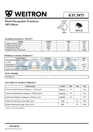 KTC3875 datasheet - Plastic-Encapsulate Transistors NPN Silicon