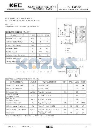KTC3879 datasheet - EPITAXIAL PLANAR NPN TRANSISTOR (HIGH FREQUENCY, HF VHF BAND AMPLIFIER)