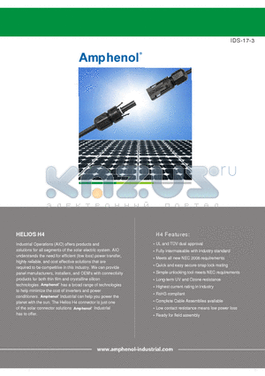 H3CFO6DI datasheet - HELIOS H4 Amphenol solar connector