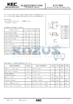 KTC4021 datasheet - EPITAXIAL PLANAR NPN TRANSISTOR (TV TUNER, UHF OSCILLATOR, TVTUNER UHF CONVERTER)