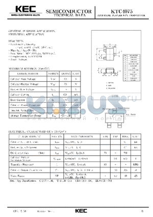 KTC4075 datasheet - EPITAXIAL PLANAR NPN TRANSISTOR (GENERAL PURPOSE, SWITCHING)