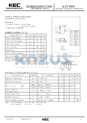 KTC4076 datasheet - EPITAXIAL PLANAR NPN TRANSISTOR (GENERAL PURPOSE, SWITCHING)