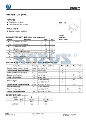 KTC4076 datasheet - TRANSISTOR (NPN)